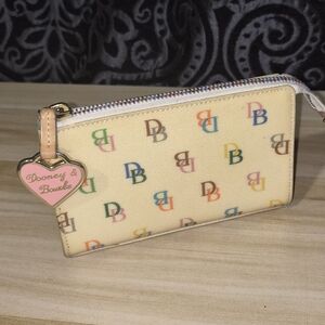 Dooney & Bourke Multicolor Logo Zip Wristlet - Cream